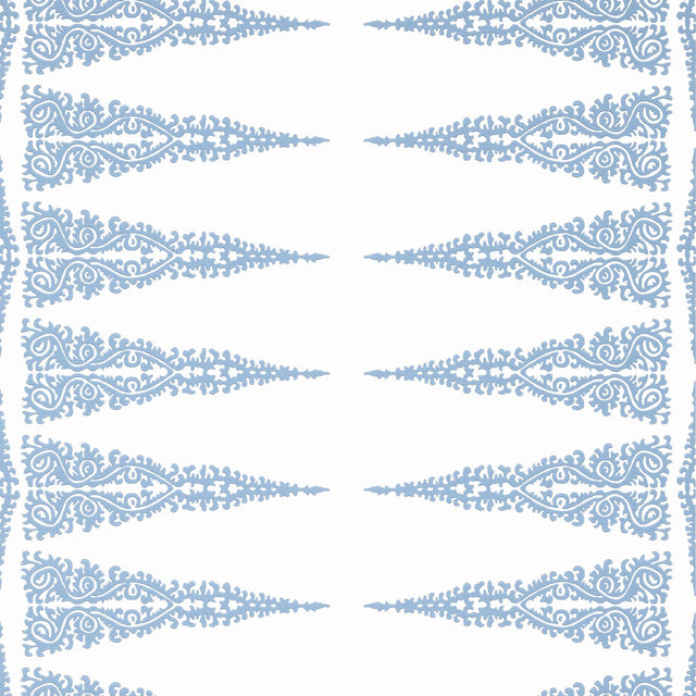 Anna French ELLERY STRIPE Sky Blue on White Wallpaper