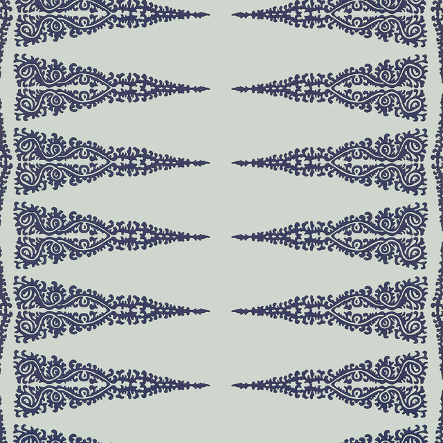 Anna French Ellery Stripe Navy On Soft Teal Wallpaper