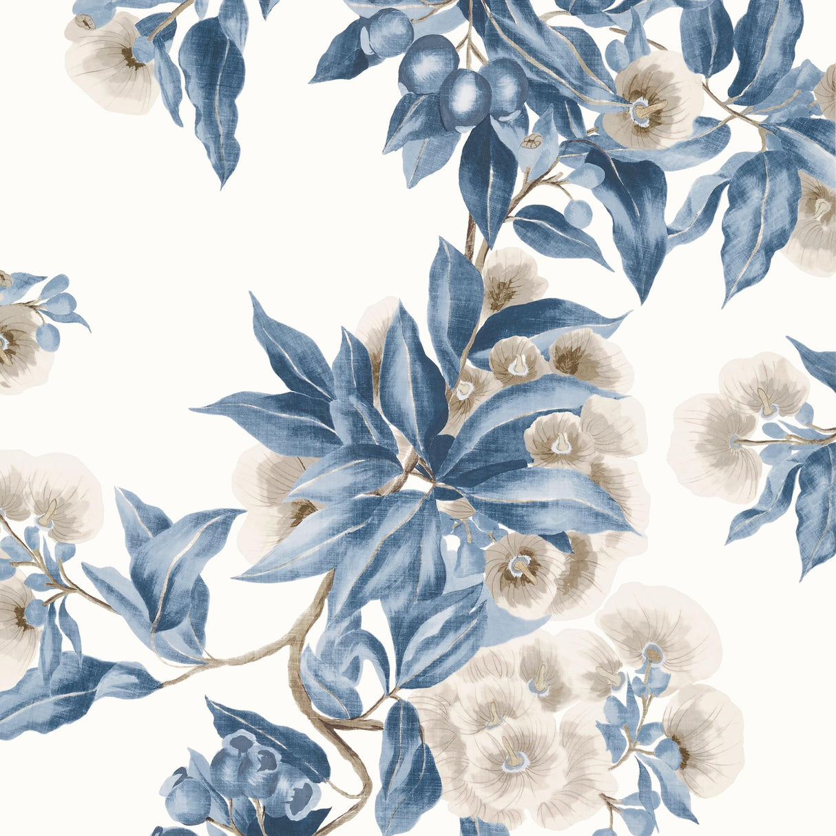 Anna French CAMELLIA GARDEN Navy and Linen Wallpaper