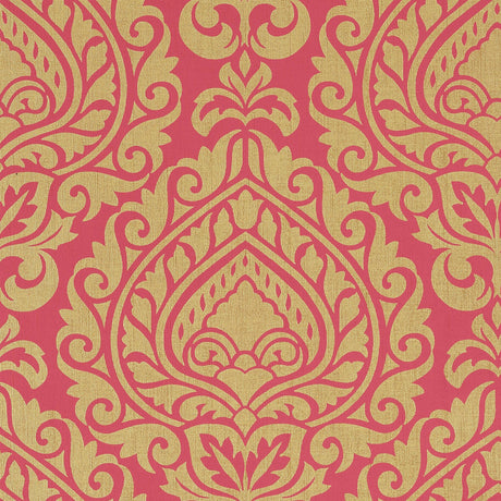 Anna French Annette Metallic Gold On Pink Wallpaper