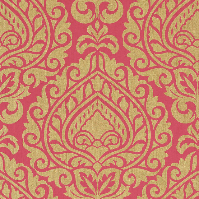Anna French Annette Metallic Gold On Pink Wallpaper