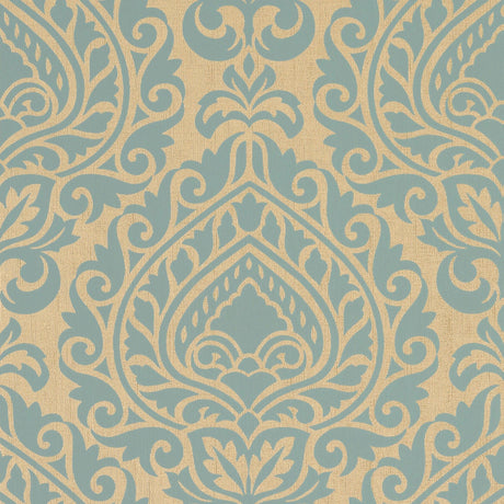 Anna French Annette Aqua On Metallic Champagne Wallpaper