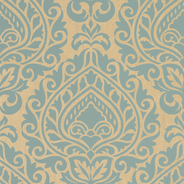 Anna French Annette Aqua On Metallic Champagne Wallpaper