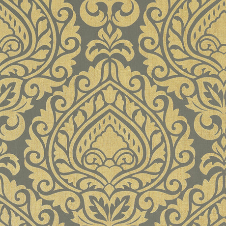 Anna French Annette Metallic Gold On Smoke Wallpaper