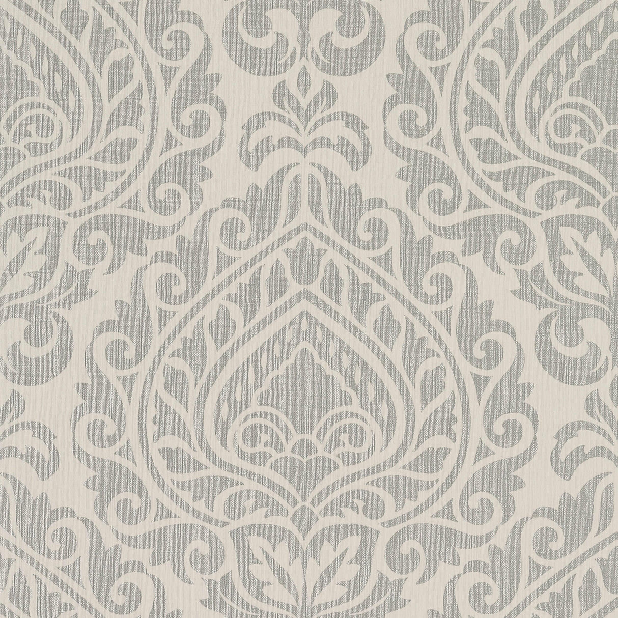 Anna French Annette Metallic Silver On Linen Wallpaper