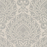 Anna French Annette Metallic Silver On Linen Wallpaper