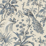 Anna French PEACOCK TOILE Slate and Black Wallpaper