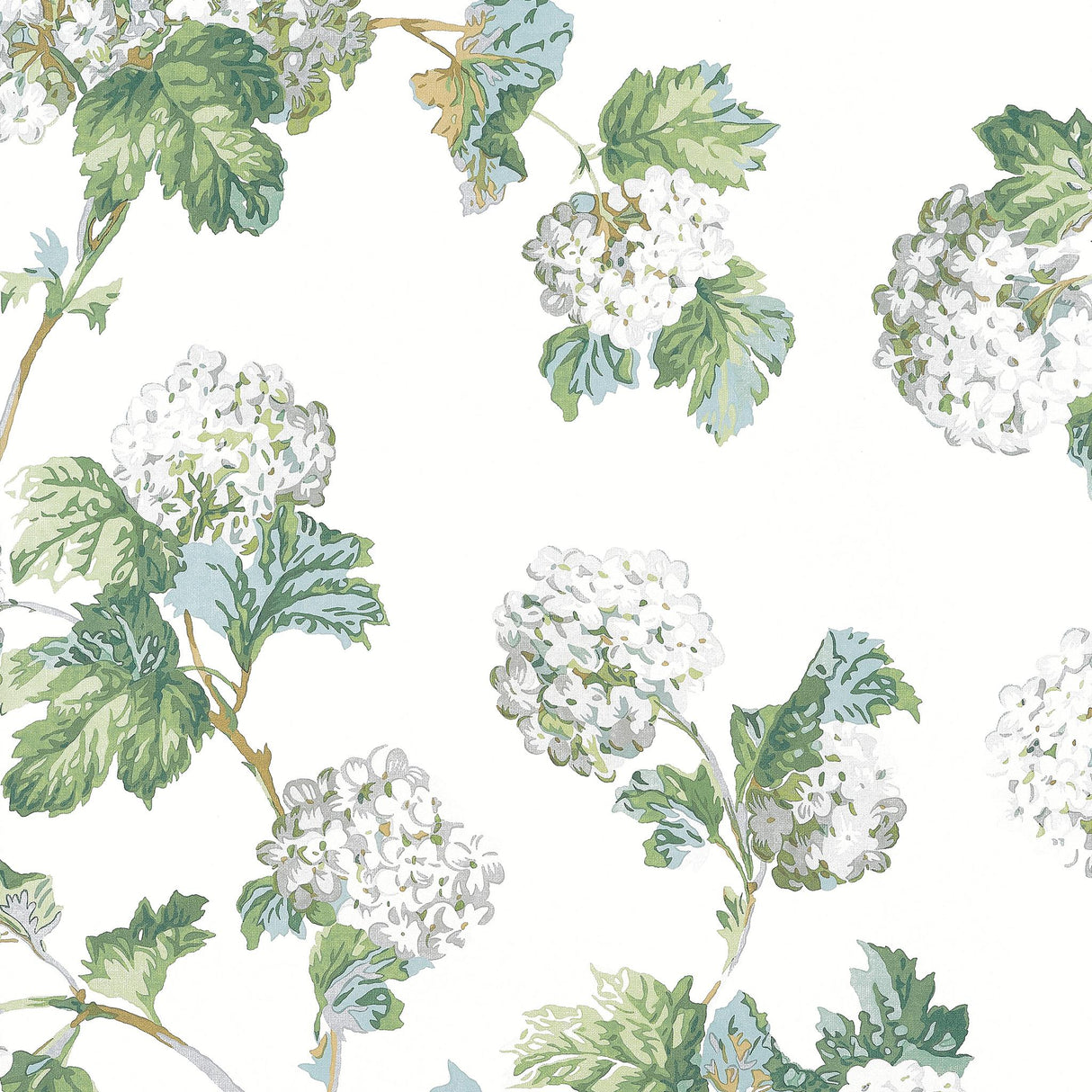 Anna French SUSSEX HYDRANGEA White and Green Wallpaper