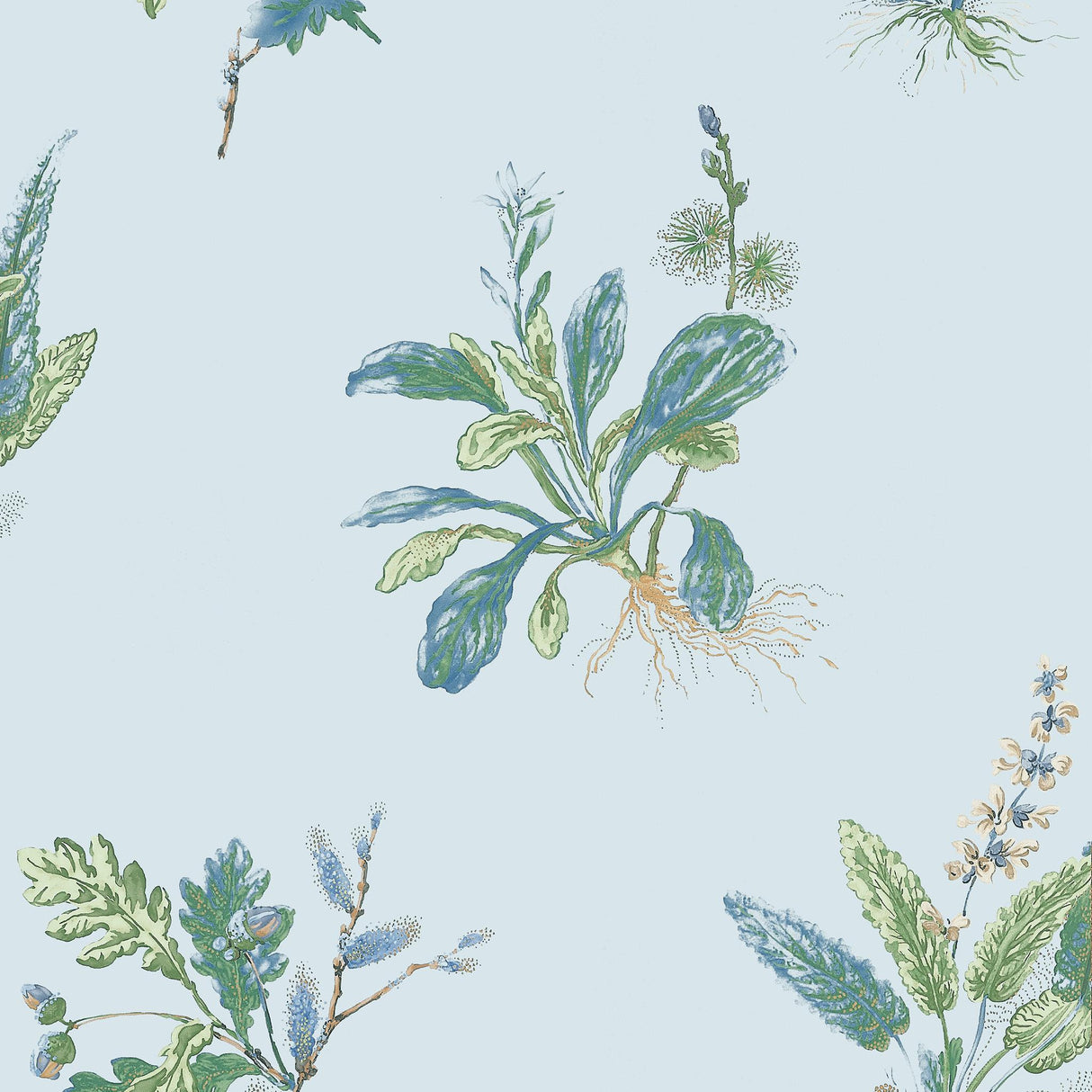 Anna French WOODLAND Blue and Green Wallpaper