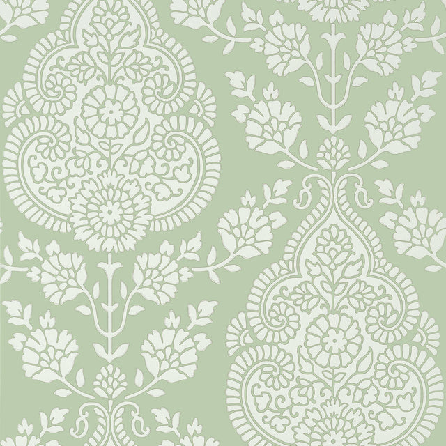 Anna French BALMUCCIA DAMASK Soft Green Wallpaper