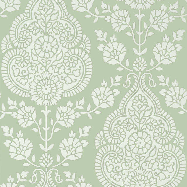 Anna French Balmuccia Damask Soft Green Wallpaper
