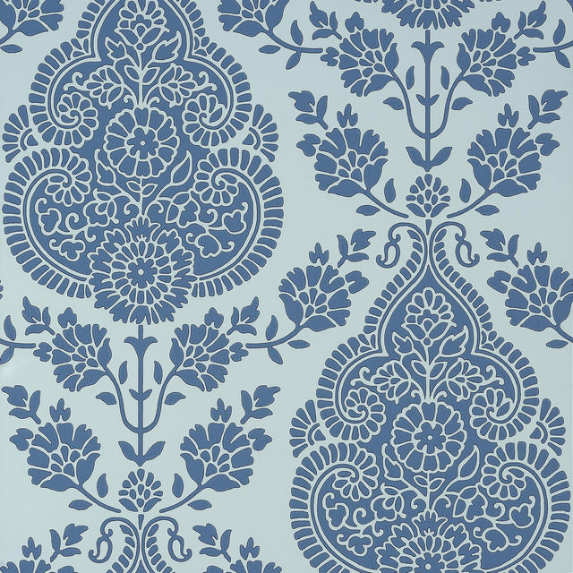 Anna French Balmuccia Damask Blue Wallpaper