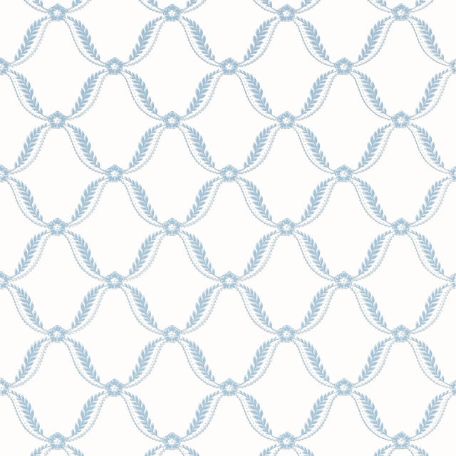 Anna French TATE TRELLIS Soft Blue Wallpaper