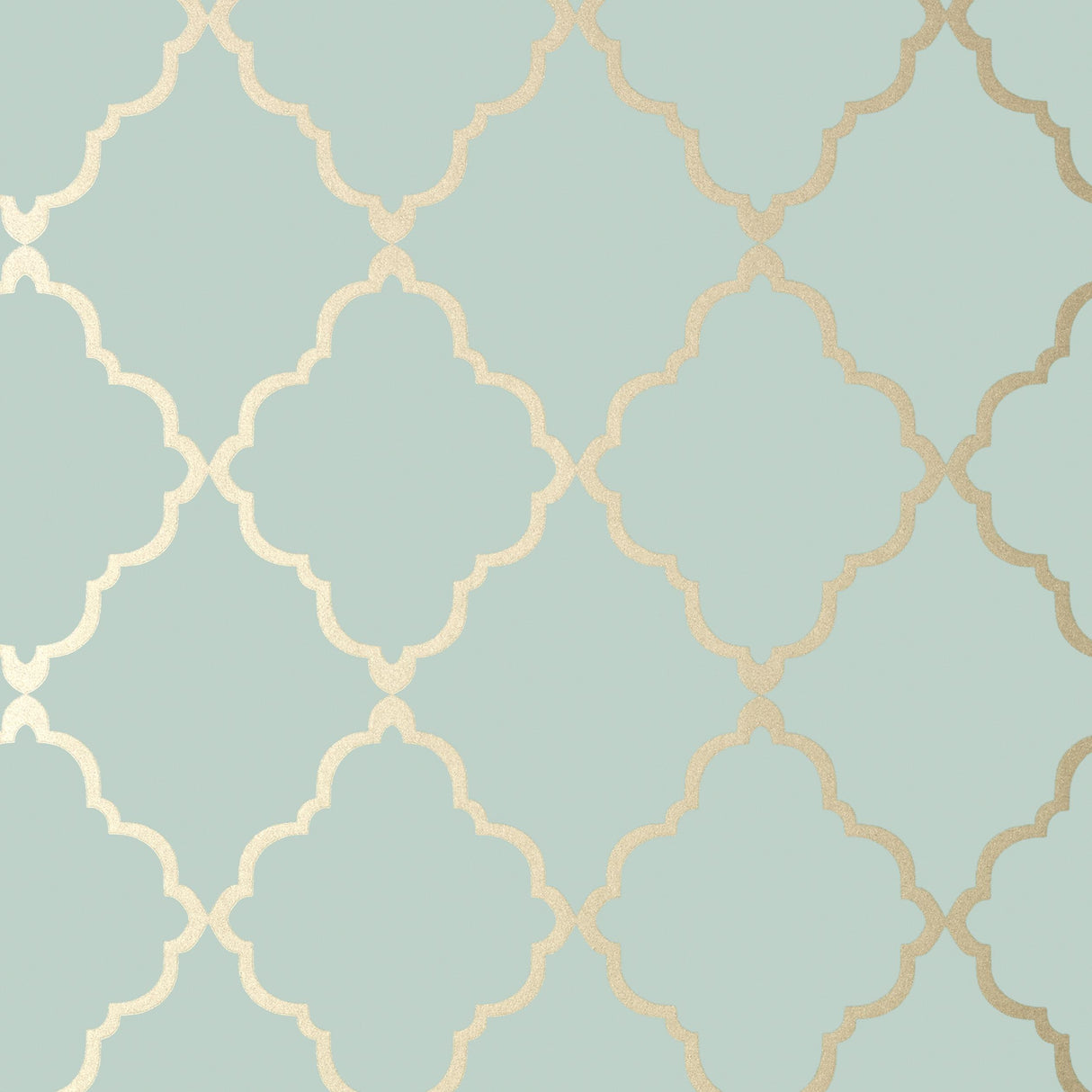 Anna French Klein Trellis Metallic Gold On Aqua Wallpaper