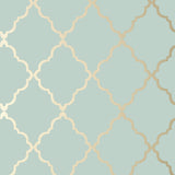 Anna French Klein Trellis Metallic Gold On Aqua Wallpaper