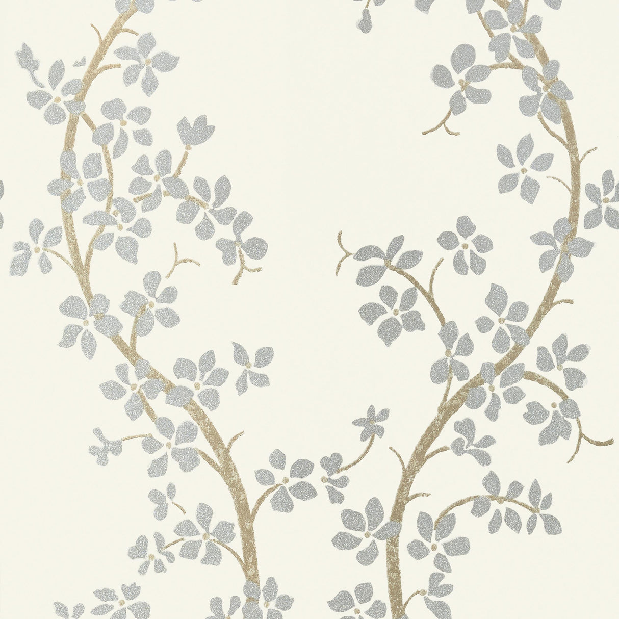 Anna French St. Albans Grove Silver On Cream Wallpaper