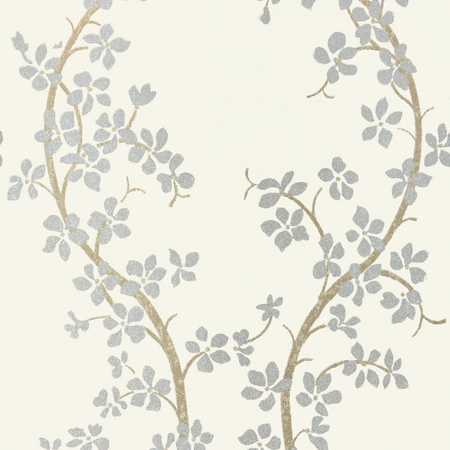 Anna French St. Albans Grove Silver On Cream Wallpaper