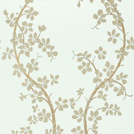 Anna French St. Albans Grove Metallic Pewter On Aqua Wallpaper