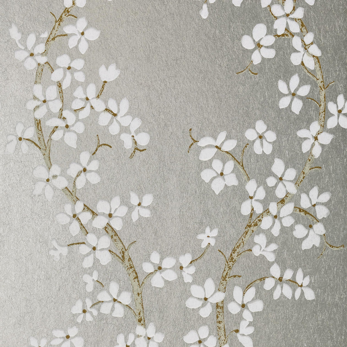 Anna French St. Albans Grove White And Silver Wallpaper