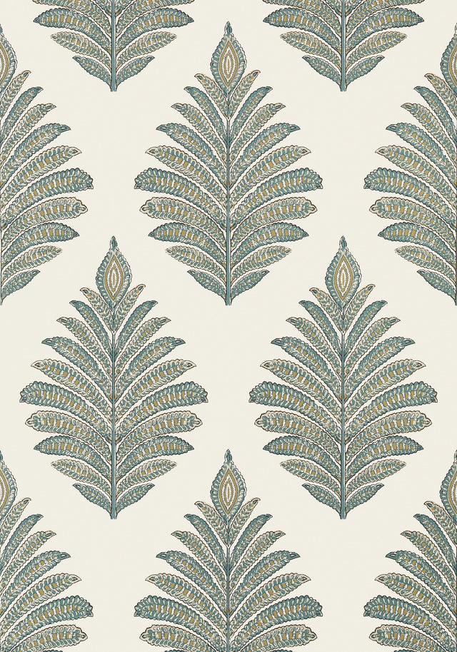 Anna French PALAMPORE LEAF Robin's Egg and Beige Wallpaper