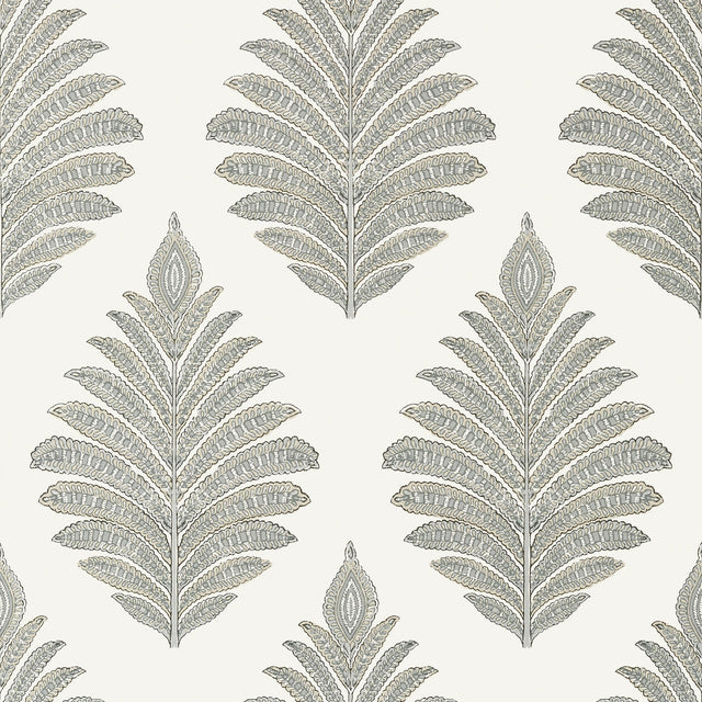 Anna French Palampore Leaf Grey Wallpaper
