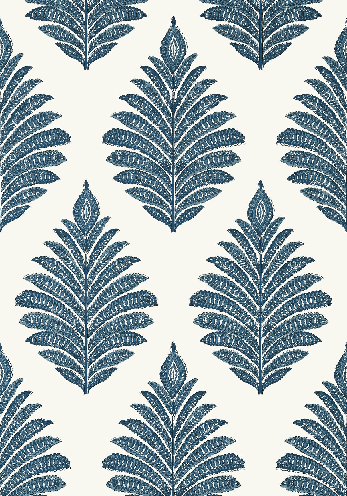 Anna French PALAMPORE LEAF Blue and White Wallpaper