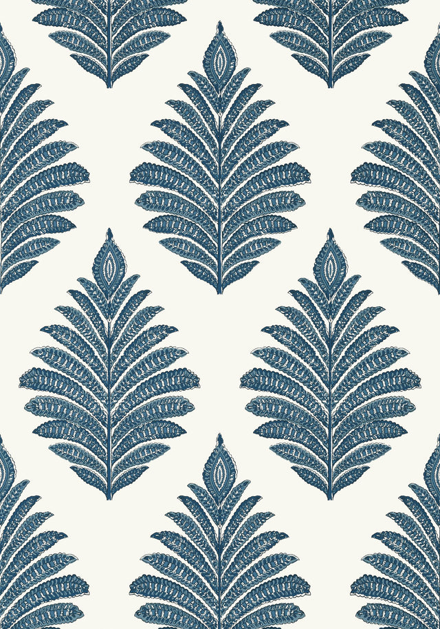 Anna French PALAMPORE LEAF Blue and White Wallpaper