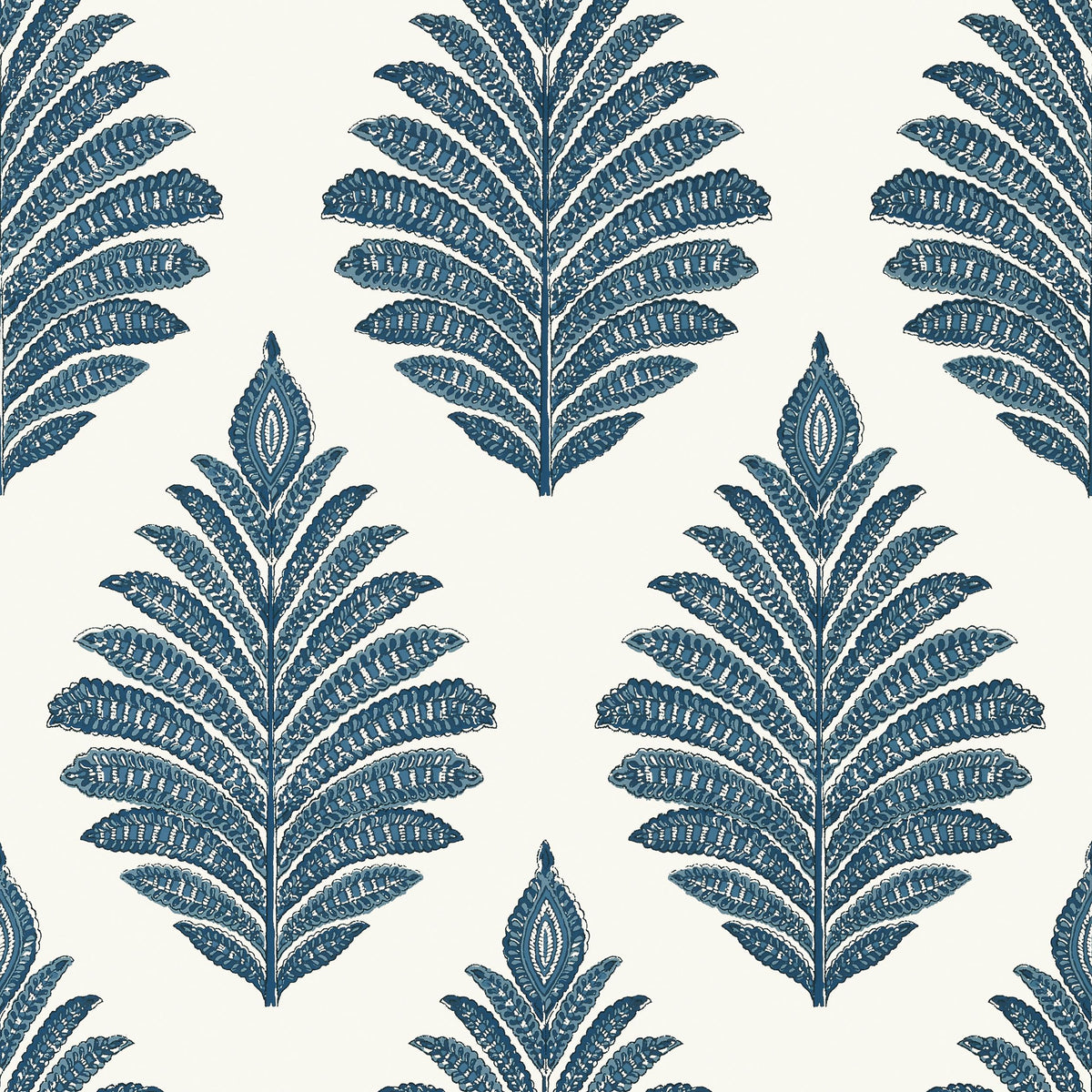 Anna French Palampore Leaf Blue And White Wallpaper