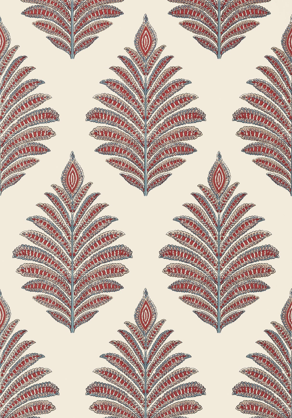 Anna French PALAMPORE LEAF Red and Blue Wallpaper
