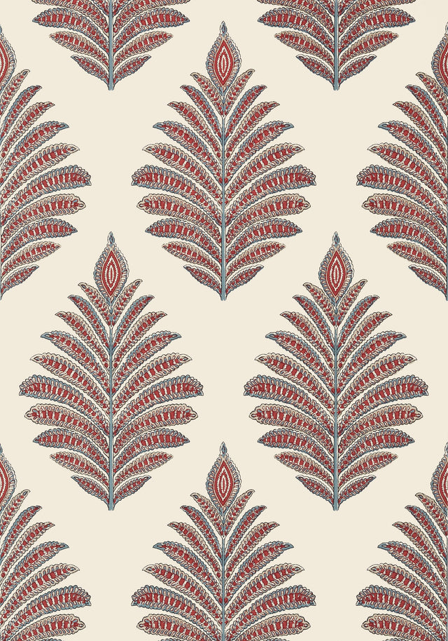 Anna French PALAMPORE LEAF Red and Blue Wallpaper