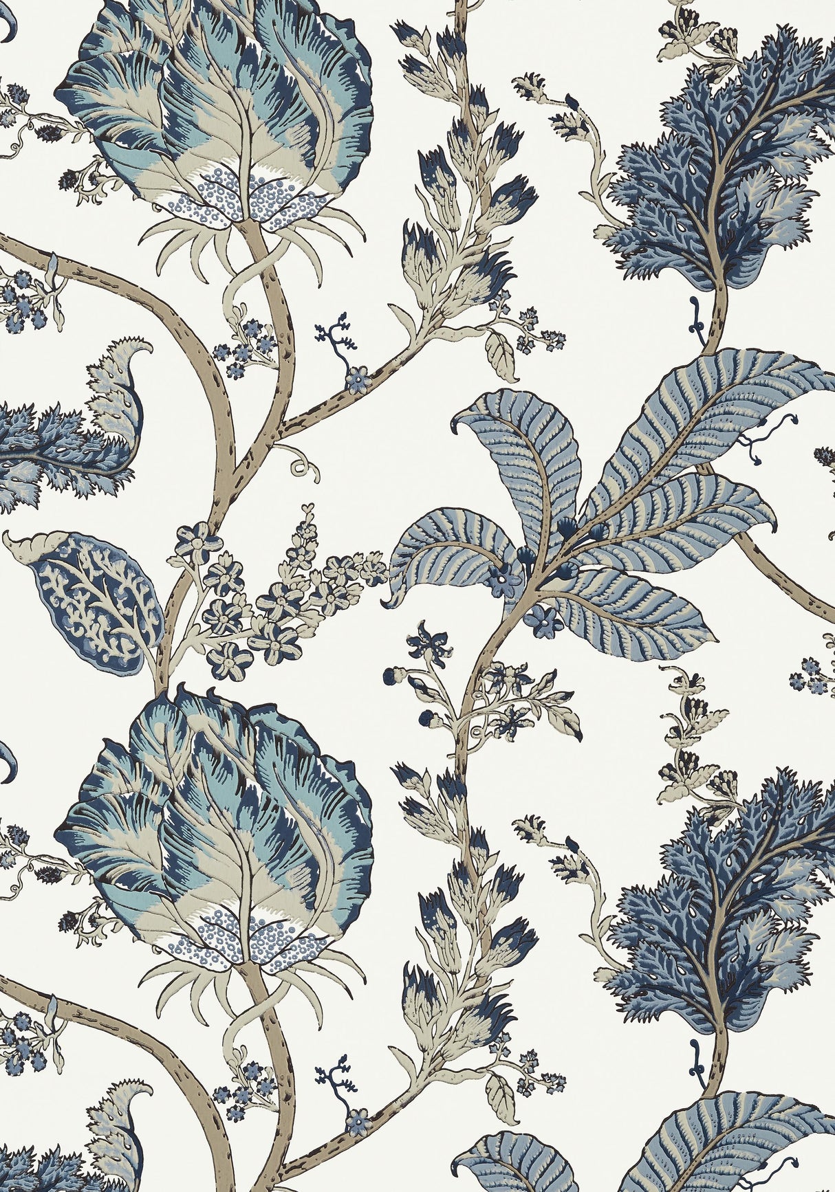 Anna French KALAMKARI VINE Blue and White Wallpaper