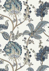 Anna French KALAMKARI VINE Blue and White Wallpaper