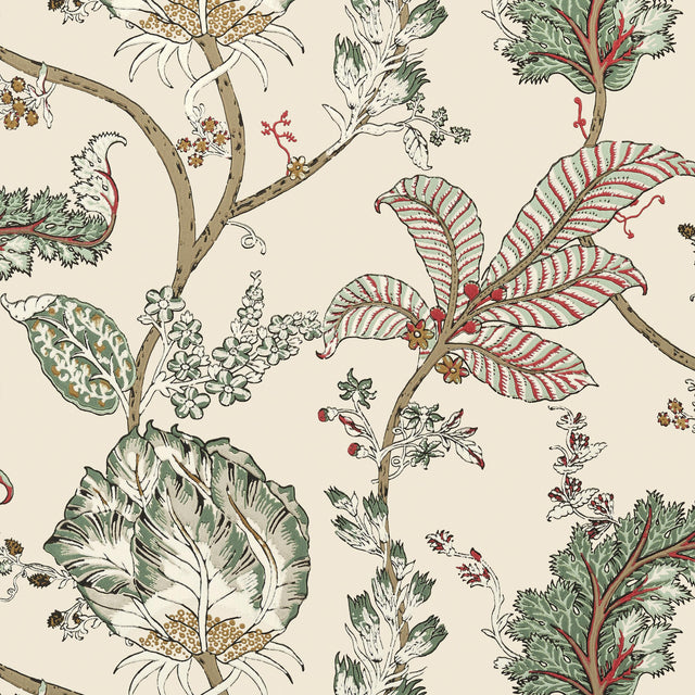 Anna French Kalamkari Vine Red And Gold Wallpaper