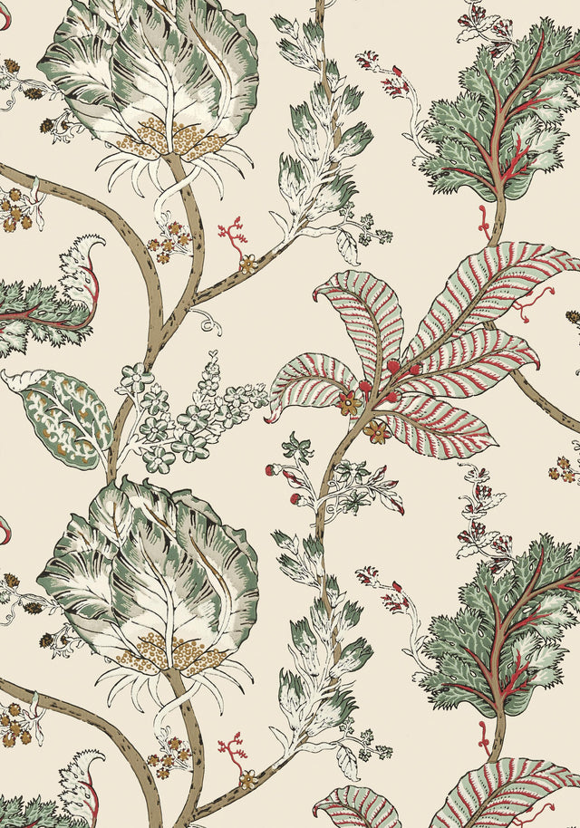 Anna French KALAMKARI VINE Red and Gold Wallpaper