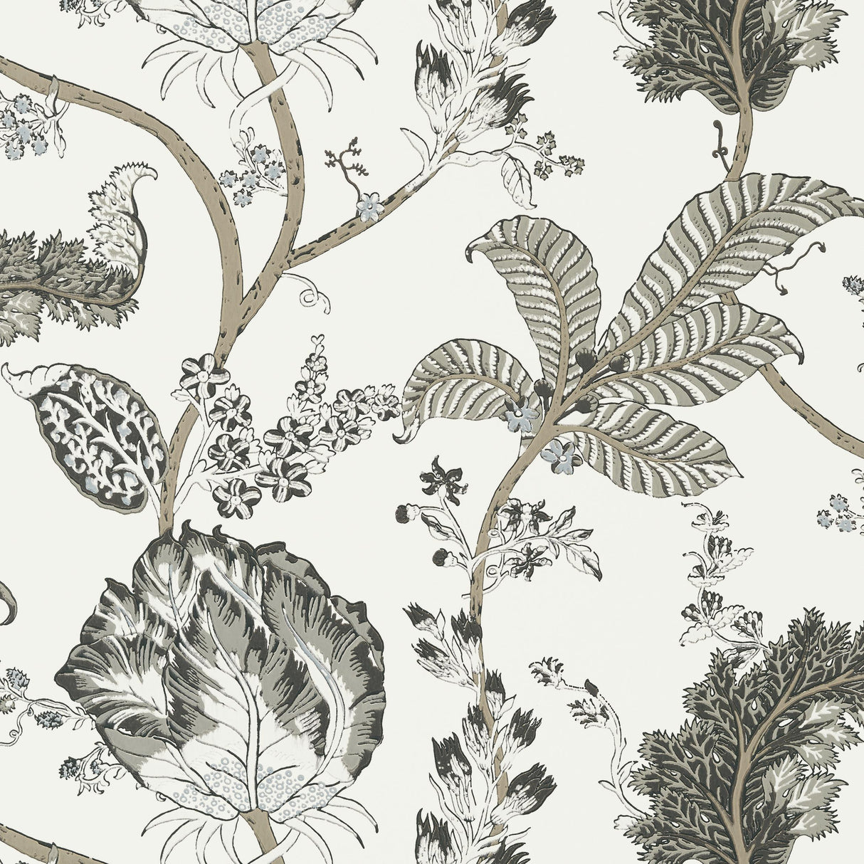 Anna French Kalamkari Vine Black And White Wallpaper