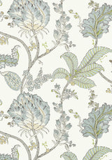 Anna French KALAMKARI VINE Yellow and Aqua Wallpaper