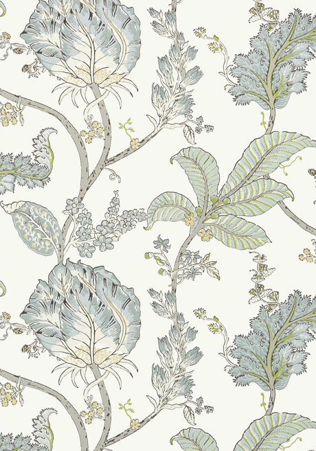 Anna French KALAMKARI VINE Yellow and Aqua Wallpaper