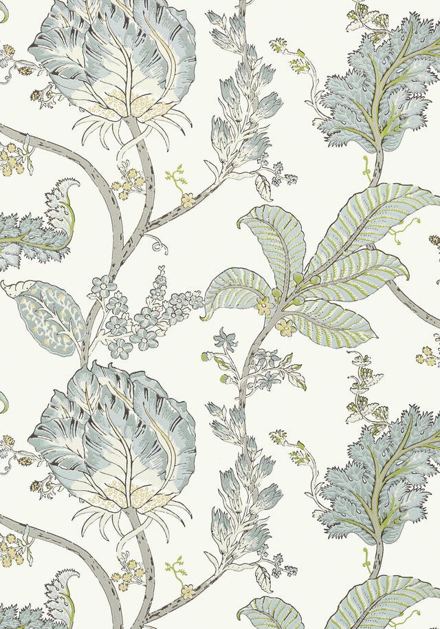 Anna French KALAMKARI VINE Yellow and Aqua Wallpaper