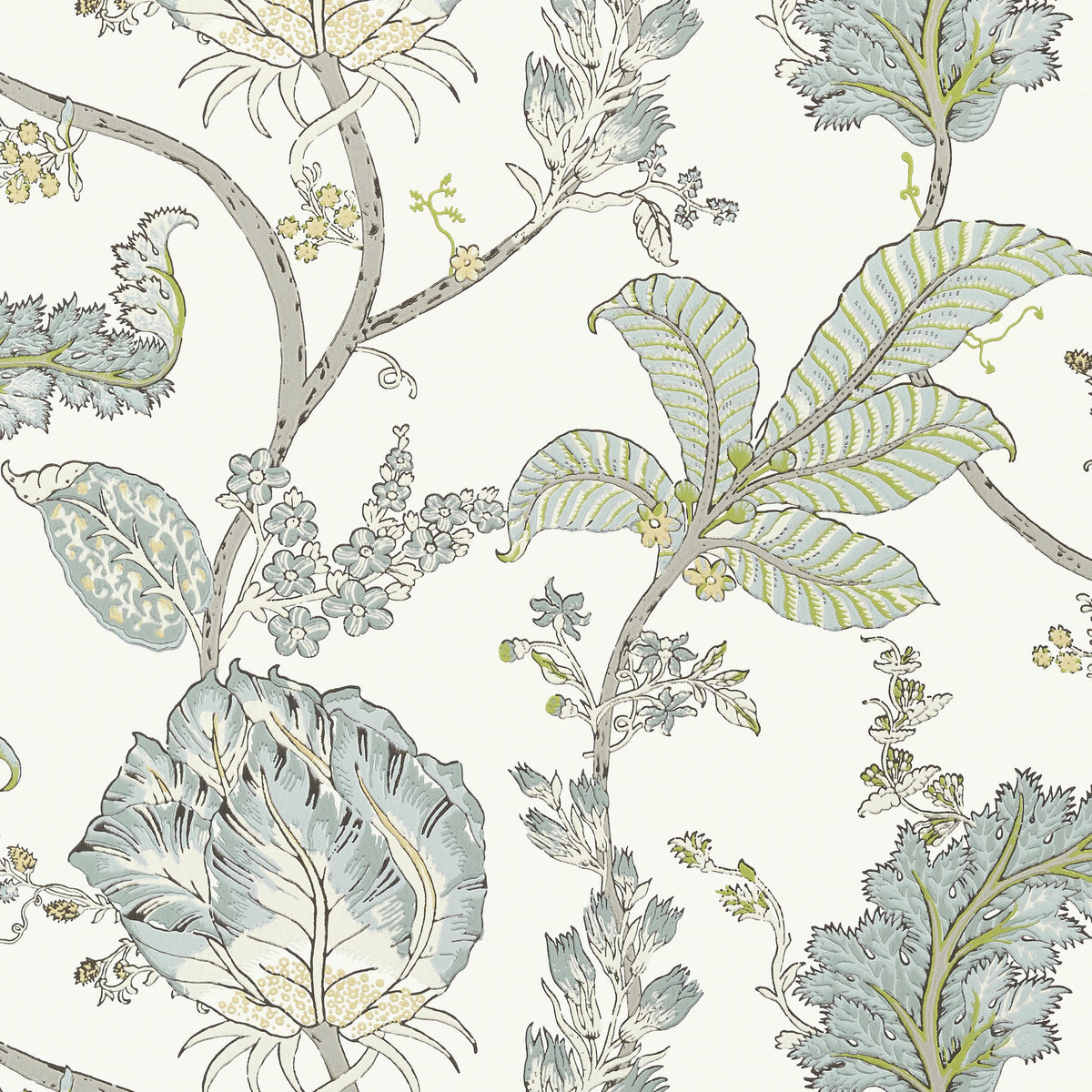 Anna French Kalamkari Vine Yellow And Aqua Wallpaper