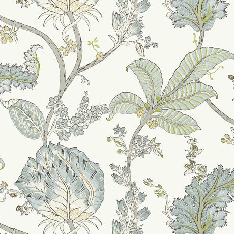 Anna French Kalamkari Vine Yellow And Aqua Wallpaper