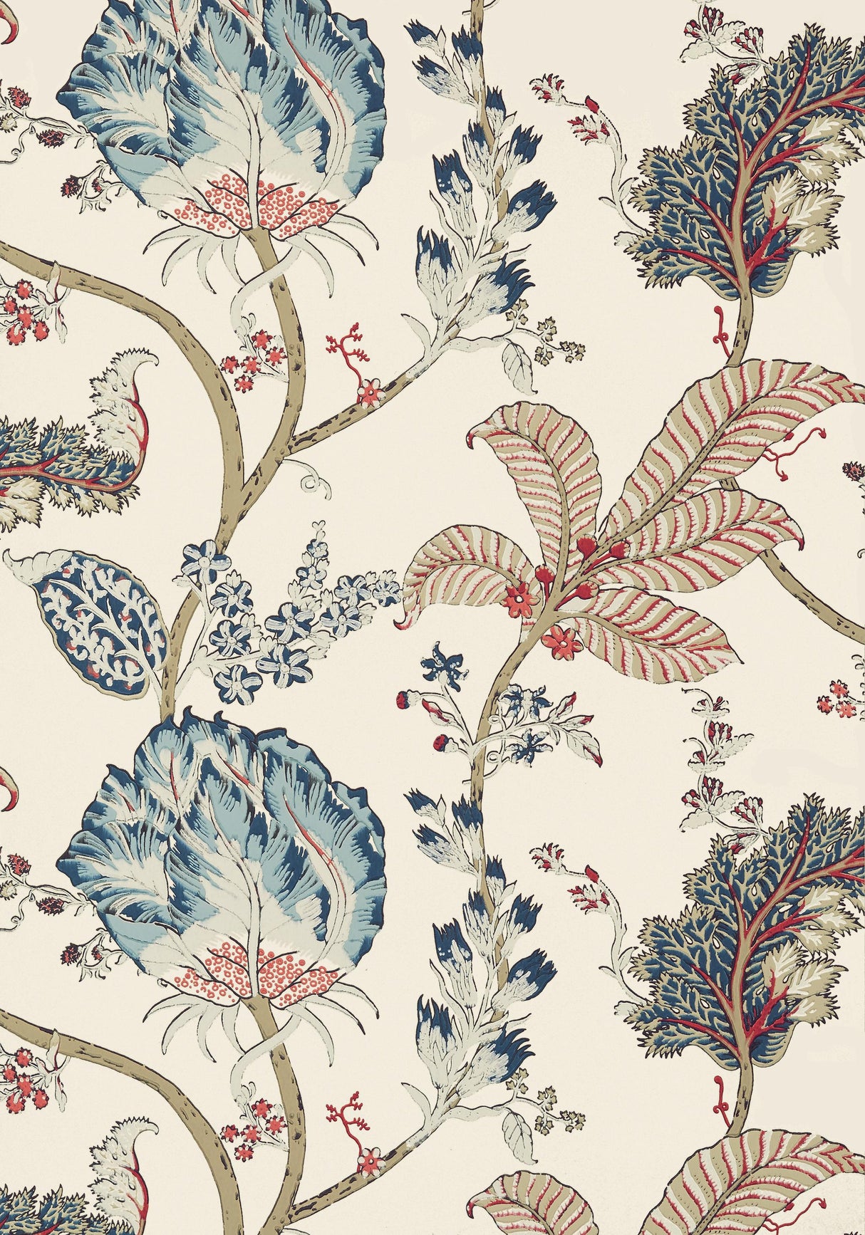 Anna French KALAMKARI VINE Blue and Red Wallpaper