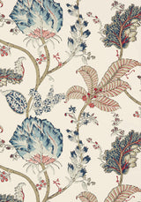 Anna French KALAMKARI VINE Blue and Red Wallpaper