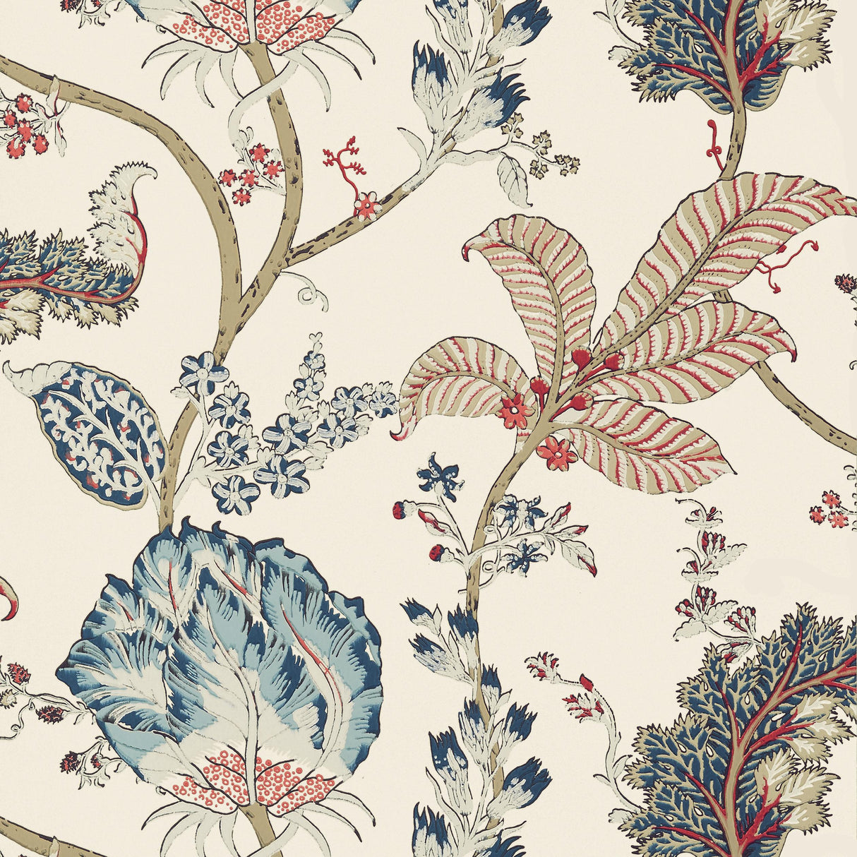Anna French Kalamkari Vine Blue And Red Wallpaper