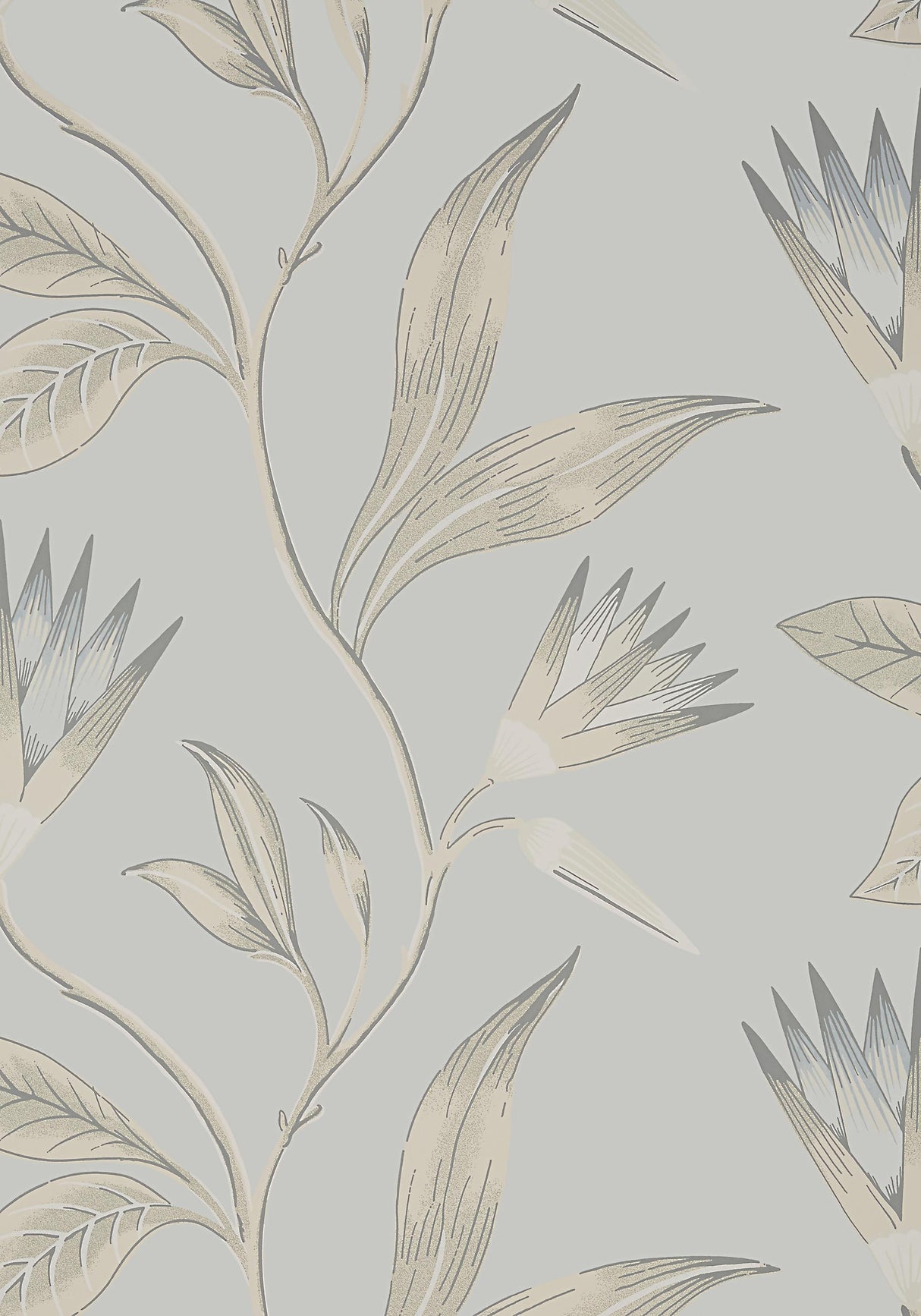 Anna French CLEO VINE Spa Blue on Grey Wallpaper