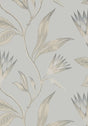 Anna French CLEO VINE Spa Blue on Grey Wallpaper