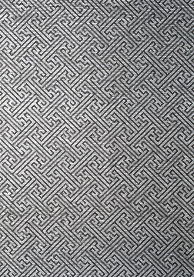 Anna French CHARLOTTE RAFFIA Black and Metallic Silver Wallpaper
