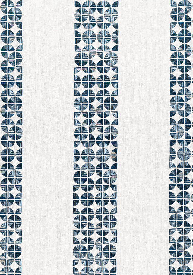 Anna French FAIRMONT STRIPE EMBROIDERY Navy Fabric