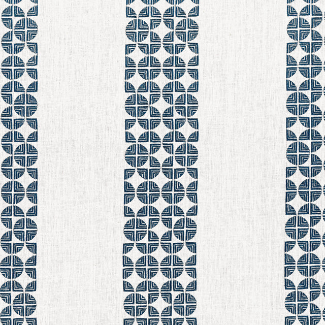 Anna French Fairmont Stripe Embroidery Navy Fabric