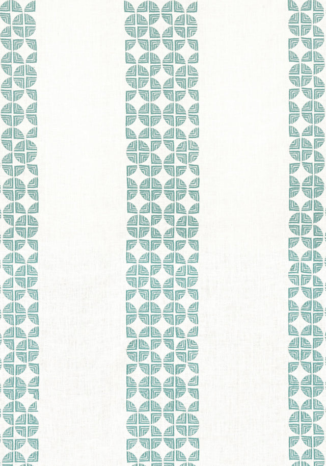 Anna French FAIRMONT STRIPE EMBROIDERY Teal Fabric