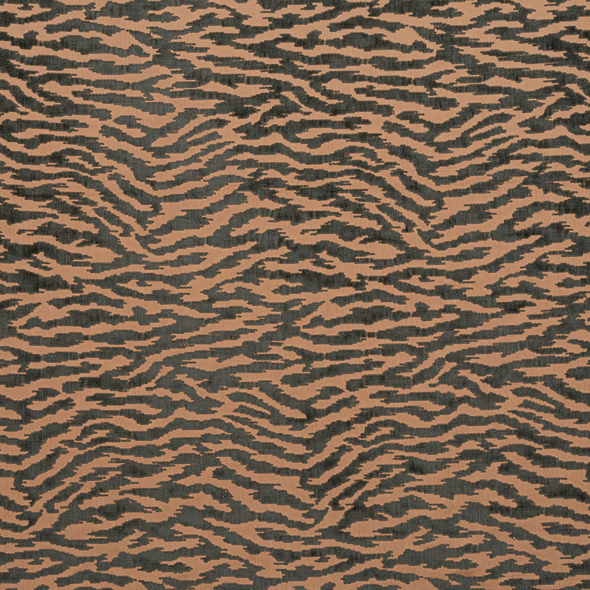 Anna French TADOBA VELVET Charcoal on Caramel Fabric
